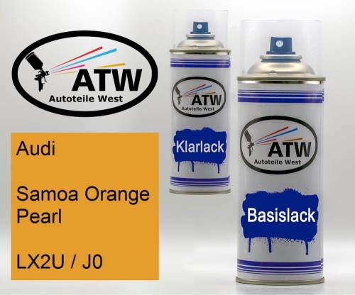 Audi, Samoa Orange Pearl, LX2U / J0: 400ml Sprühdose + 400ml Klarlack - Set, von ATW Autoteile West.